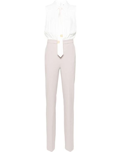 Elisabetta Franchi Tie-detail Crepe Jumpsuit - White