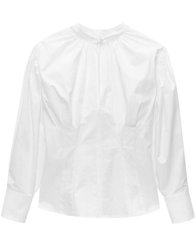 MSGM Gathered Long-sleeve Blouse - White