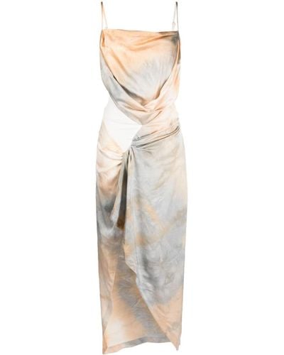 Off-White c/o Virgil Abloh Orange Tie-dye Midi Dress - White