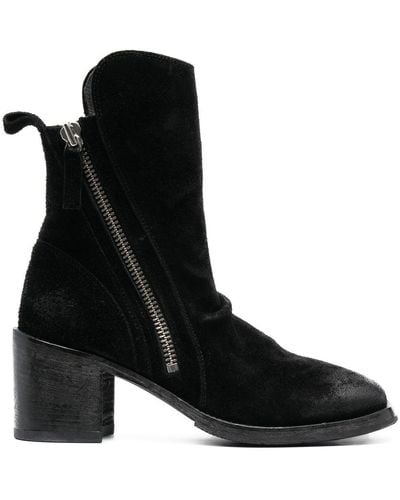 Moma 70mm Burnished-effect Suede Ankle Boots - Black