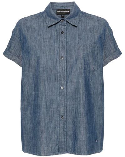 Emporio Armani Striped Denim Shirt - Blue