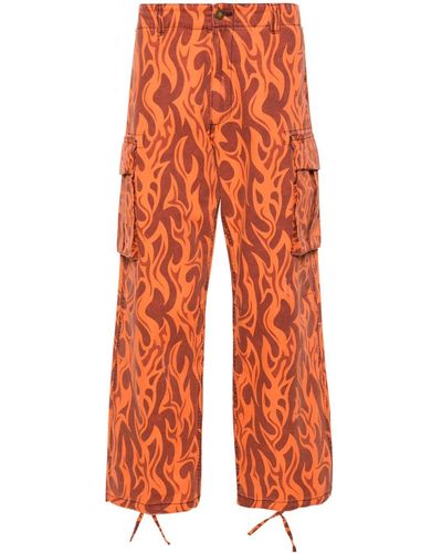 ERL Pantalones cargo de talle medio - Naranja