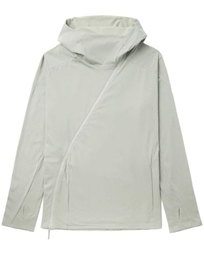 Post Archive Faction PAF Two-way Zip Jersey Hoodie - Grey