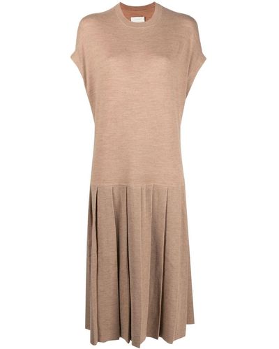 Lauren Manoogian Fine-knit Pleated Dress - Brown