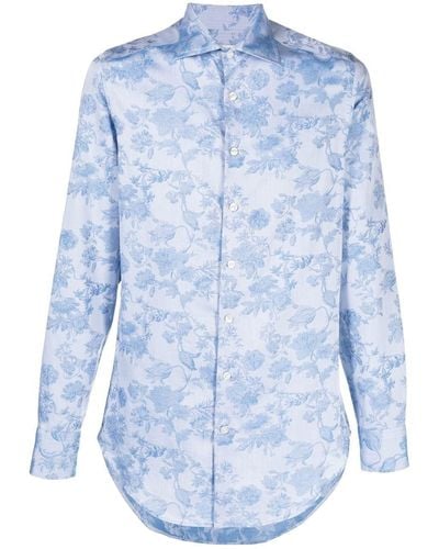Etro Floral-print Button-up Shirt - Blue