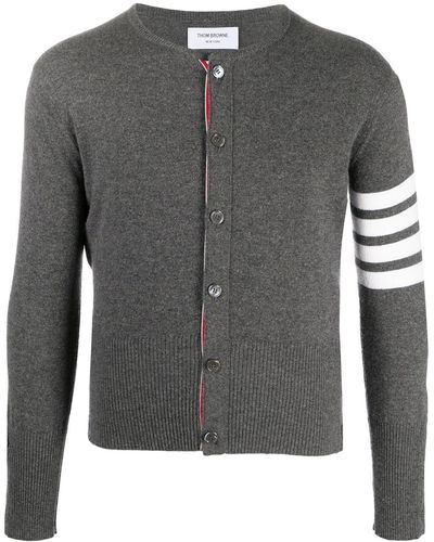 Thom Browne 4-bar Crew Neck Cardigan - Gray