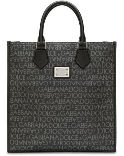 Dolce & Gabbana Borsa tote Shopping con stampa - Nero