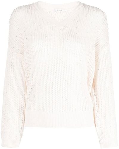 Peserico Open-knit Cropped Jumper - White