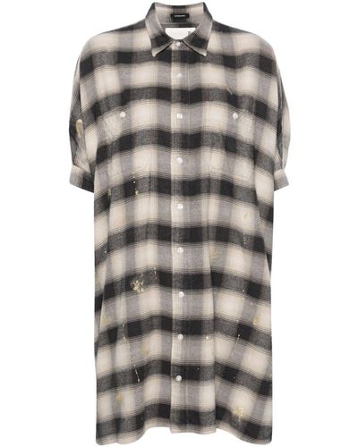 R13 Plaid-check Cotton Shirt - Gray