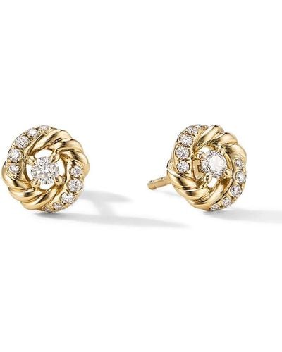 David Yurman 18kt Yellow Petite Infinity Diamond Stud Earrings - Metallic