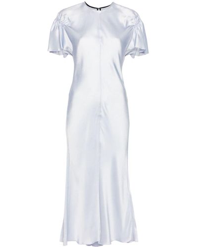 Victoria Beckham Gathered-detail Fluted Midi Dress - White