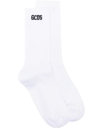Gcds Gerippte Socken mit Logo-Stickerei - Weiß