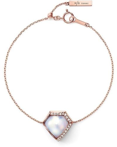 Tasaki 18kt Rose Gold M/g Faceted Diamond Pearl Bracelet - Pink