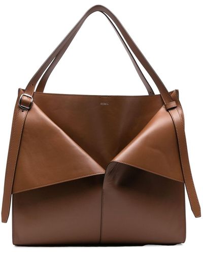 Coperni Cabas Leather Shoulder Bag - Brown
