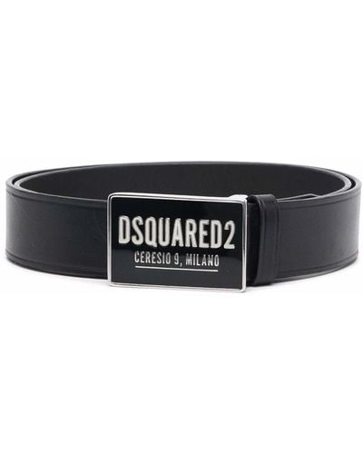 DSquared² ディースクエアード ロゴプレート レザーベルト - ブラック