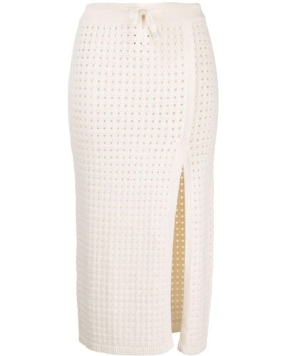 Cashmere In Love Mona Crochet-knit Midi Skirt - White