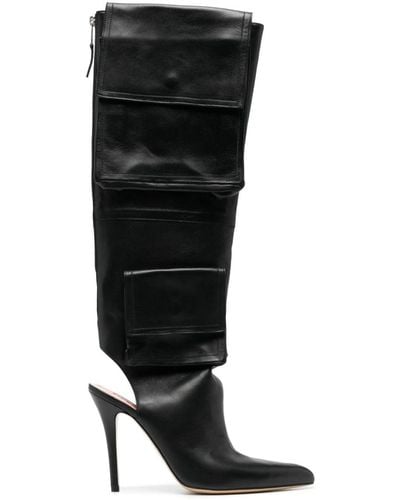 Natasha Zinko 115mm Cargo Leather Boots - Black