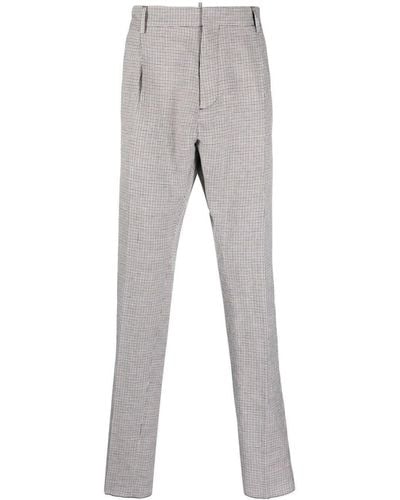 DSquared² Tailored Houndstooth Patterned Pants - Grey