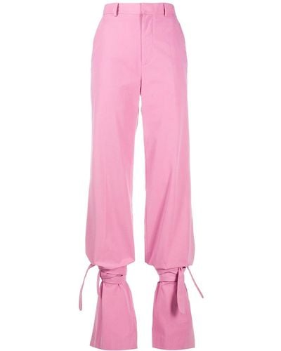 The Attico Pantalones de talle alto con lazo - Rosa