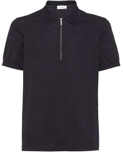 Ferragamo Logo-Embroidered Cotton Polo Shirt - Black