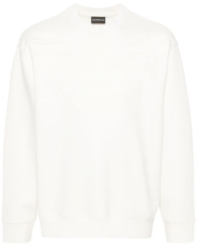 Emporio Armani Scuba-Jersey-Sweatshirt mit Logo-Prägung - Weiß