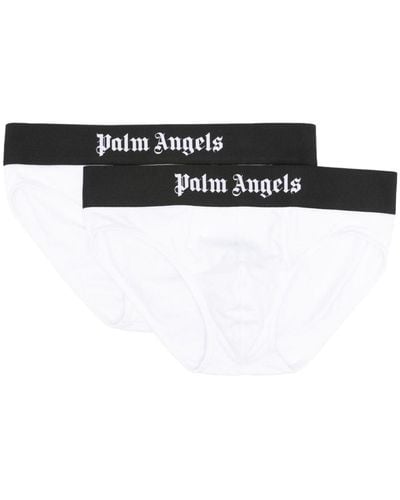 Palm Angels Logo-print Briefs (pack Of Two) - Black