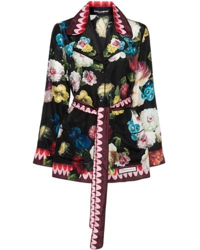 Dolce & Gabbana Seidenhemd mit Blumen-Print - Mehrfarbig