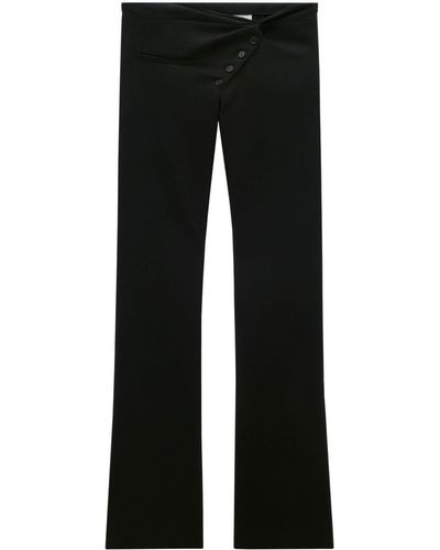 Courreges Twist-front Bootcut Wool Trousers - Black