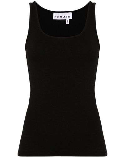Remain Scoop-neck Ribbed Tank Top - Black