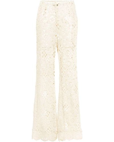 ROTATE BIRGER CHRISTENSEN Crochet-knit Wide-leg Trousers - White