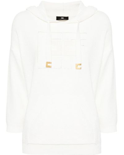 Elisabetta Franchi Hoodie à logo brodé - Blanc