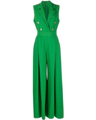 Elie Saab Cady Embossed-button Jumpsuit - Green