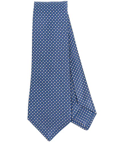Kiton Patterned-jacquard Silk Tie - Blue
