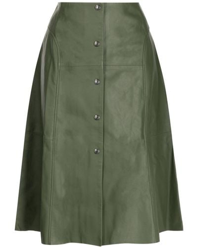 Paul Smith Press-stud Leather Midi Skirt - Green