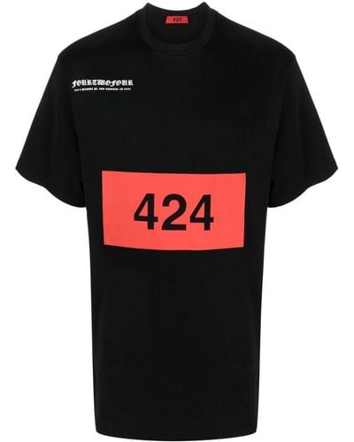 424 Graphic-print Cotton T-shirt - Black