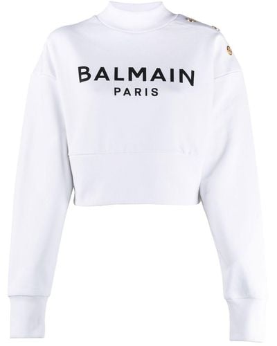 Balmain Sweatshirt mit Logo-Print - Weiß