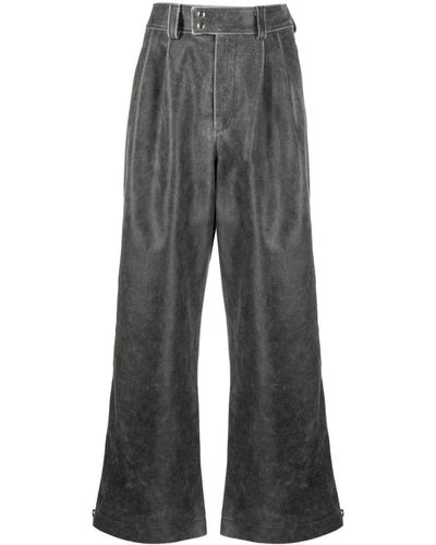 VAQUERA Belted Suede Wide-leg Pants - Gray