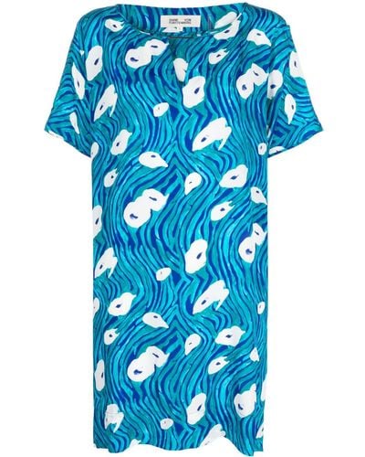 Diane von Furstenberg Amira グラフィック ドレス - ブルー