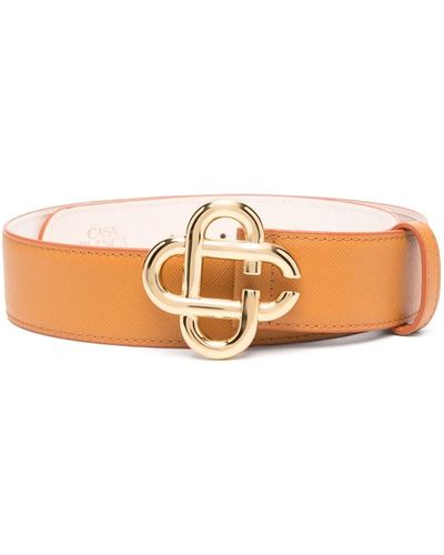 Casablancabrand Cc Logo Buckle Leather Belt - Brown
