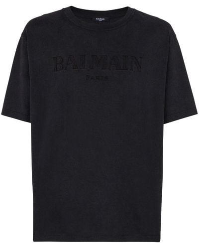 Balmain Camiseta con logo bordado - Negro