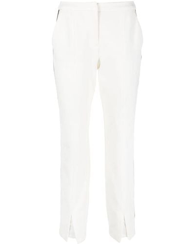 Karl Lagerfeld Pantalon droit à bande logo - Blanc