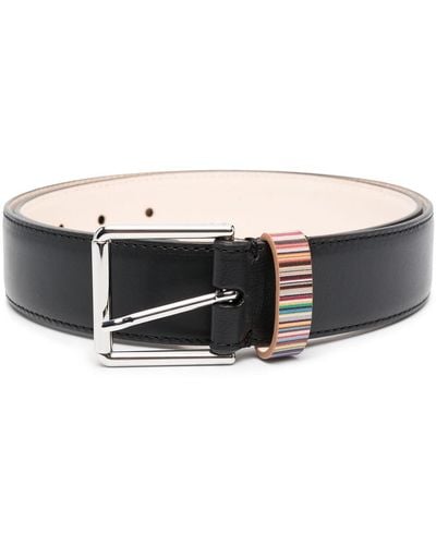 Paul Smith Signature Stripe Leather Belt - Black