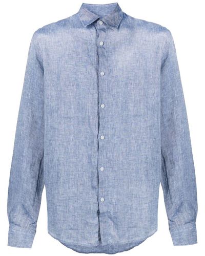 Sunspel Long-sleeve Linen Shirt - Blue