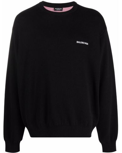 Balenciaga Intarsien-Pullover mit Logo - Schwarz