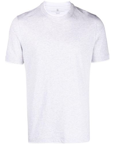 Brunello Cucinelli T-shirt à design chiné - Blanc
