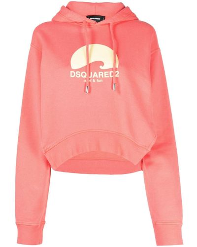 DSquared² Logo-print Cotton Hoodie - Pink