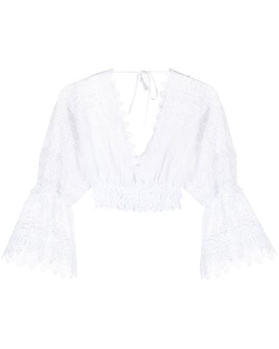 Charo Ruiz Cropped-Bluse aus Spitze - Weiß
