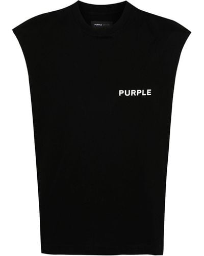 Purple Brand Logo-print Sleeveless T-shirt - Black
