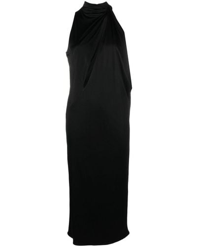 Versace Cut-out Draped Cocktail Dress - Black