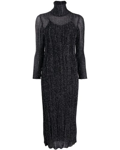 Antonino Valenti Ilda Glitter Ribbed-knit Dress - Black